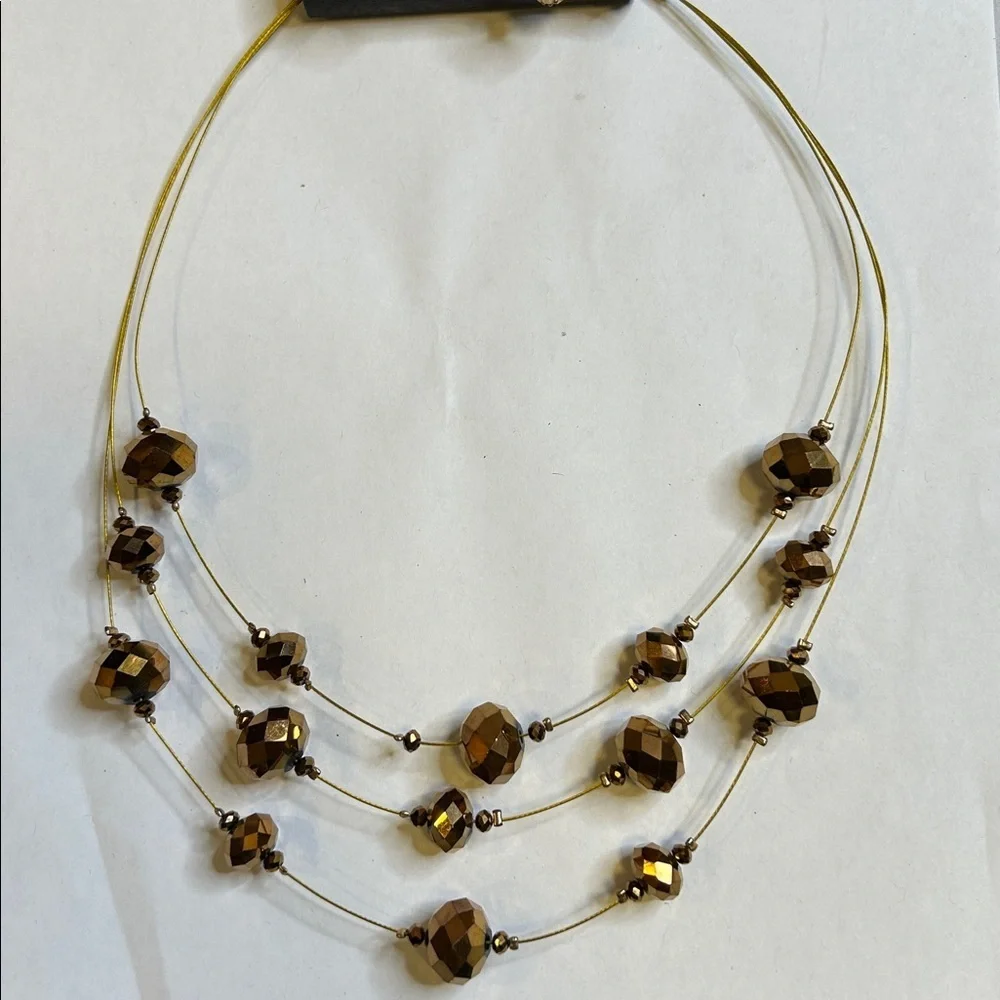 Vintage Charles Klein Brown Beaded Necklace And Earring Set